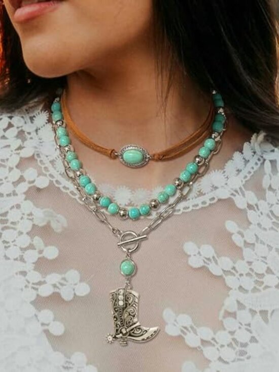 Accessories - New - Cowgirl Necklaces for Women Boho Turquoise Beaded Western Jewelry‎